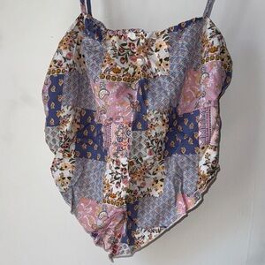 Papaya Patchwork Floral Crop Top - Pink and Blue